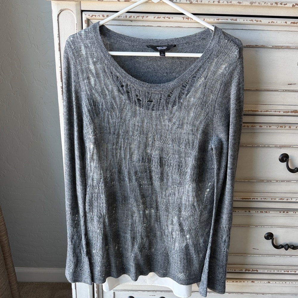 Simply Vera Vera Wang Charcoal Knit Top size L
